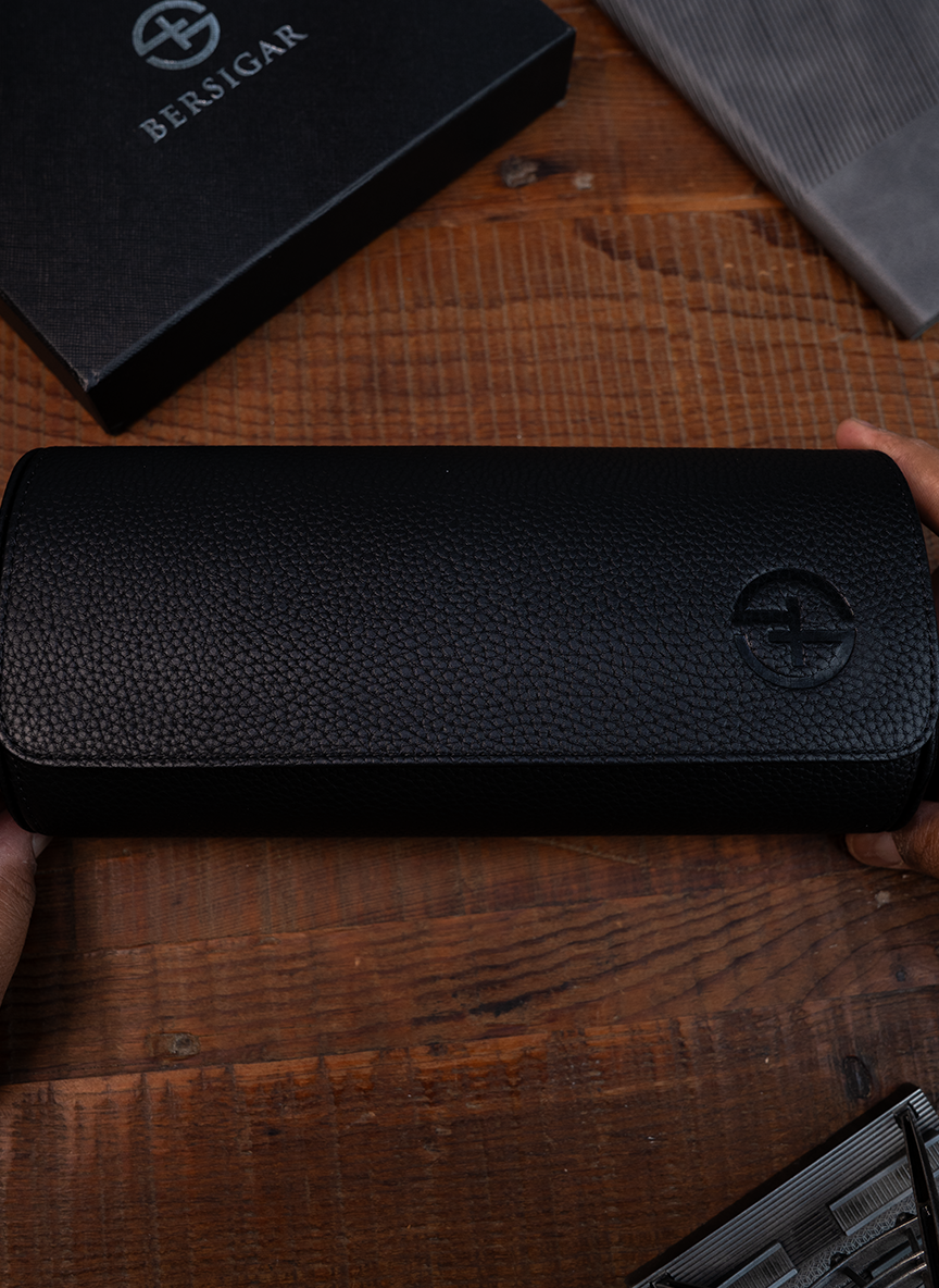 Estuche de reloj negro: tres relojes