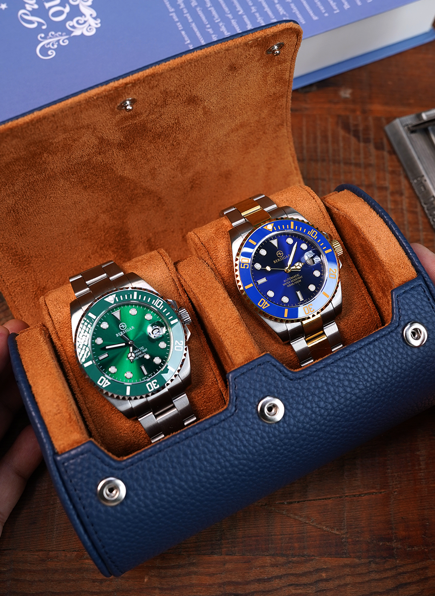 Estuche de reloj azul – Dos relojes