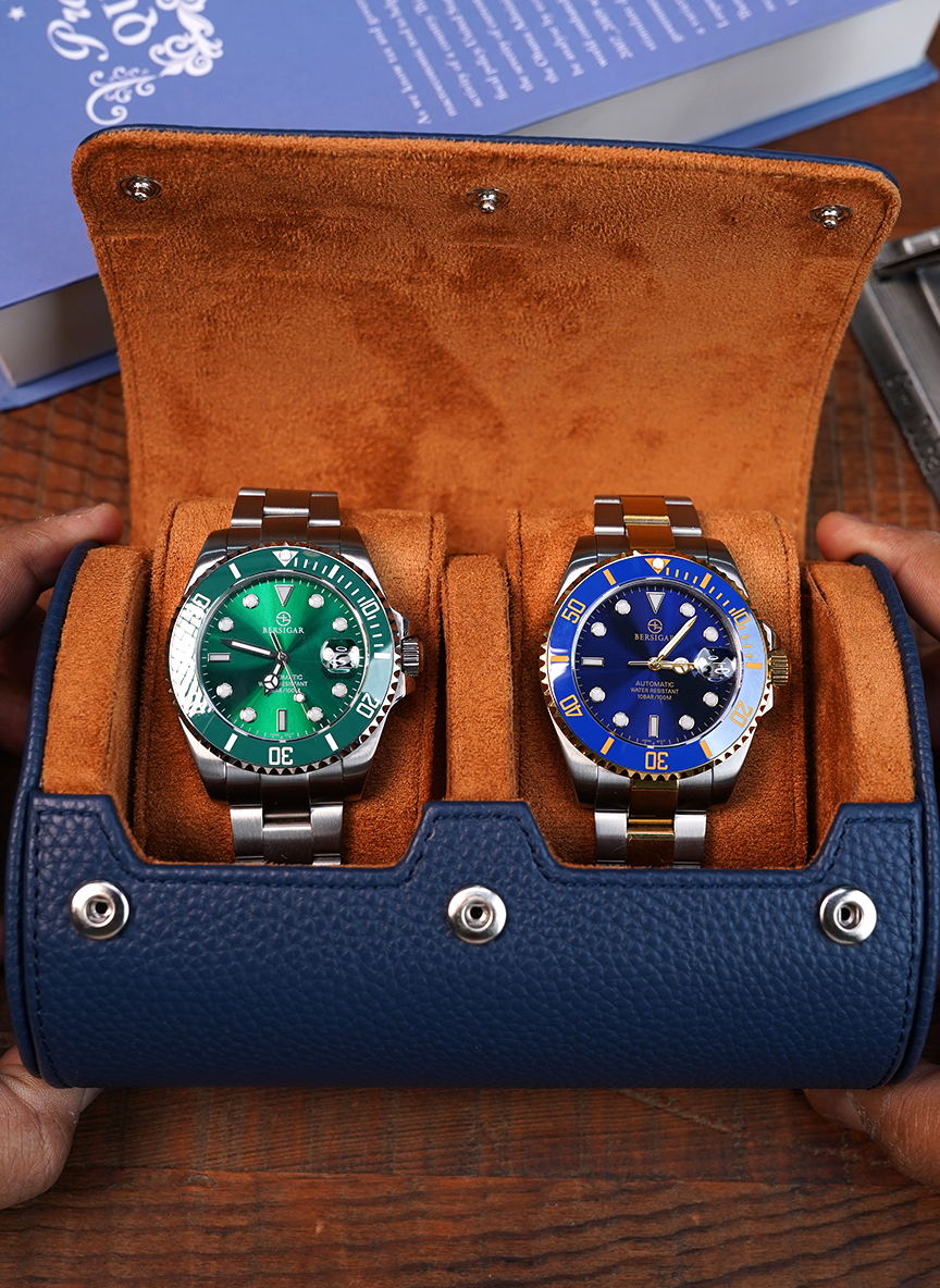 Astuccio blu per orologi – Due orologi