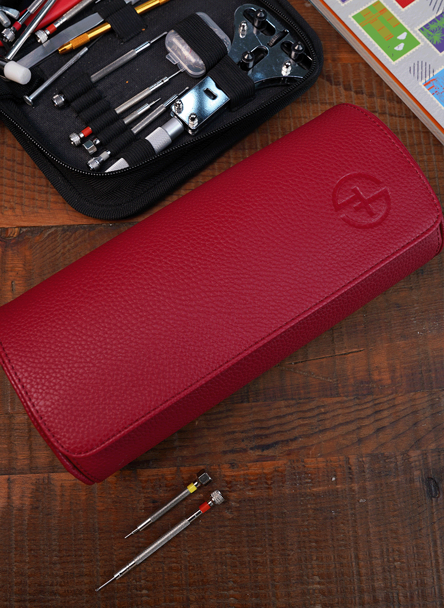 Rollo de reloj rojo: Tres relojes