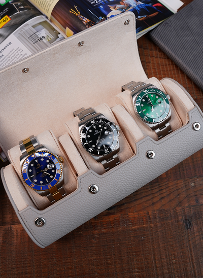 Grey Watch Roll – Three Watches