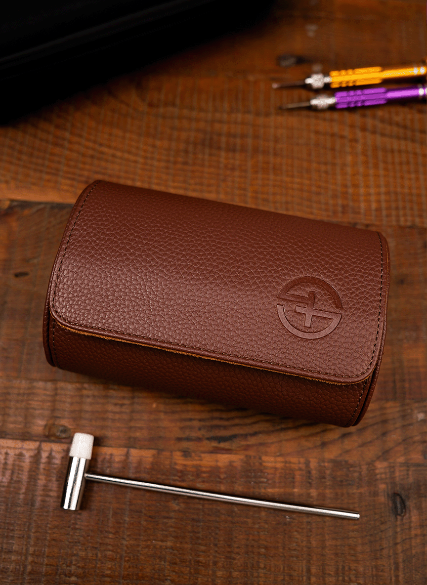 Brown Watch Roll – Two Watches